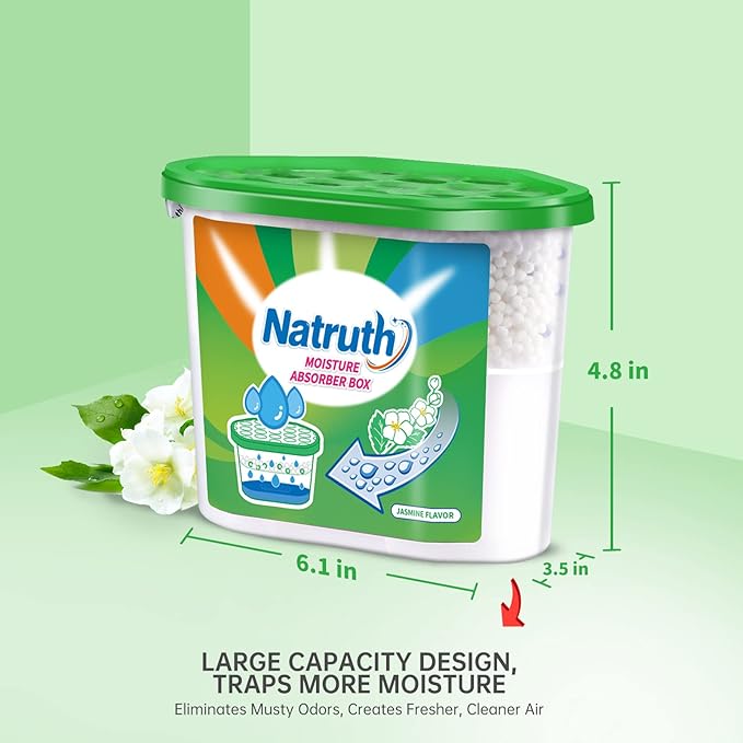 NATRUTH Moisture Absorber boxes, Jasmine 800ml(6 PACKS)*12.5OZ Closet Dehumidifier, Eradicate Odor Moisture Absorbers Bucket, Humidity Absorber,Dehumidifier for Closet,Bathrooms, Kitchen & Boats - Image 4