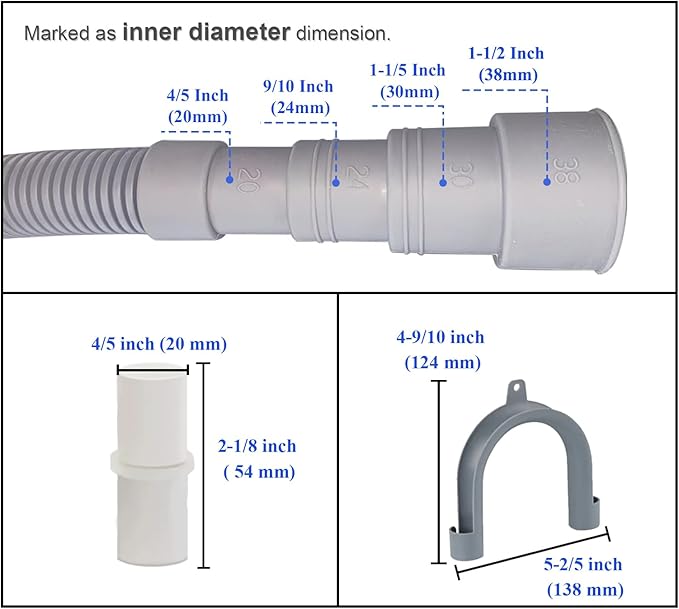 6.5ft Washing Machine Drain Hose Extension Kit - Universal for Washer, Dishwasher & Dehumidifier, 7-Piece Set with U-Bracket, 4 Clamps & Adapter - Image 3