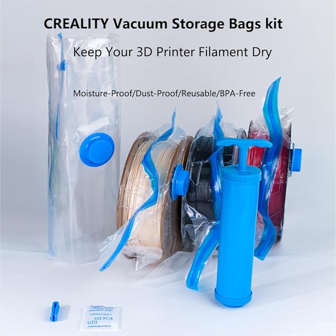 Creality Filament Storage Bag Vacuum Kit-10Pack Cleaning Drying Sealed Bags for 3D Printer Filament with Desiccants/Hand Pump - Image 2