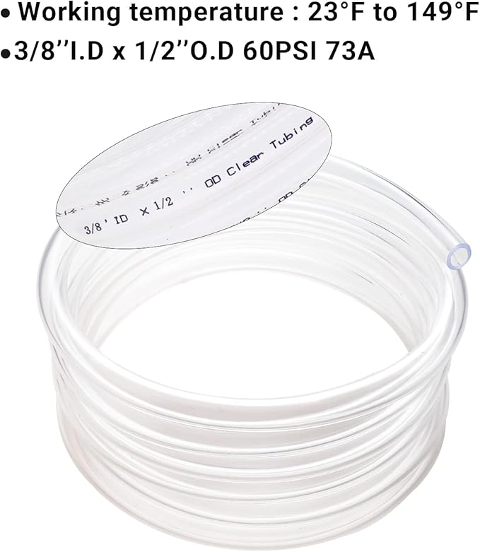 3/8’’ ID × 1/2’’ OD - 100 ft Clear Plastic Vinyl Tubing,Hybrid PVC Tubing Lightweight Non-Toxic vinyl Tube UV Chemical Resistant - Image 5