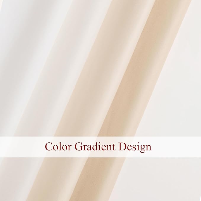 L.Z.E Beige and White Ombre Privacy Sheer Curtains 72 Inch Length 2 Panels Set Tan Light Filtering Non-See-Through Curtains & Drapes for Living Room Bedroom Nursery Grommet Top Short (55" W x 72" L) - Image 6