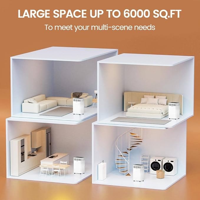 AIRPLUS 6000 Sq. Ft Dehumidifiers for Home, 135 Pints Dehumidifier for Basement with Drain Hose, Continuous Drainage, Intelligent Humidistat, Dehumidifier for bathroom, bedroom, Large Room - Image 3