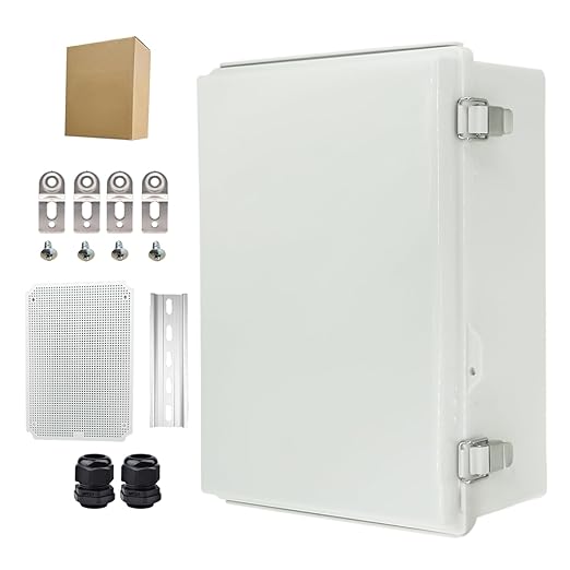 Waterproof Electrical Box Junction Box Weatherproof IP67 ABS Plastic Enclosure Switch Router Project Box Electronics DIY Enclosure with Mounting Plate and Wall Bracket Grey 13.8"x9.8"x5.9" by YETLEBOX