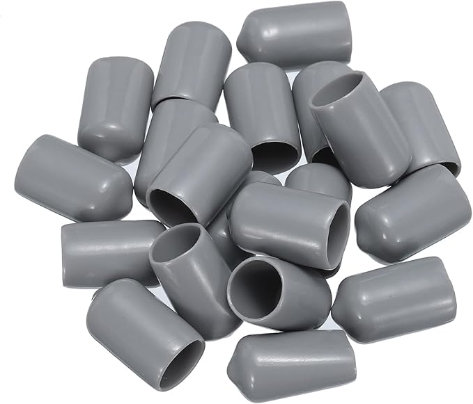uxcell 20pcs Rubber End Caps 12mm(1/2") ID Vinyl PVC Round Tube Bolt Cap Cover Screw Thread Protectors Grey - Image 4