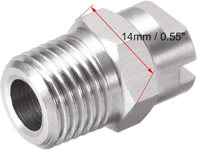 uxcell Flat Fan Spray Tip - 1/4BSPT Male Thread 304 Stainless Steel Nozzle - 65 Degree 1.8mm Orifice Diameter - 2 Pcs - Image 3