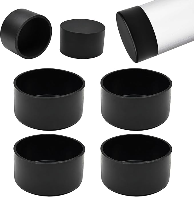 2-3/8" (60.5mm) Silicone Chair Leg Floor Protectors, Rubber Chair Leg Caps, Non-Slip Furniture Pads Round Chair Feet Covers End Caps for Hardwood Floors, Patio & Table Foots, Black (4PCS) by EASYEAH