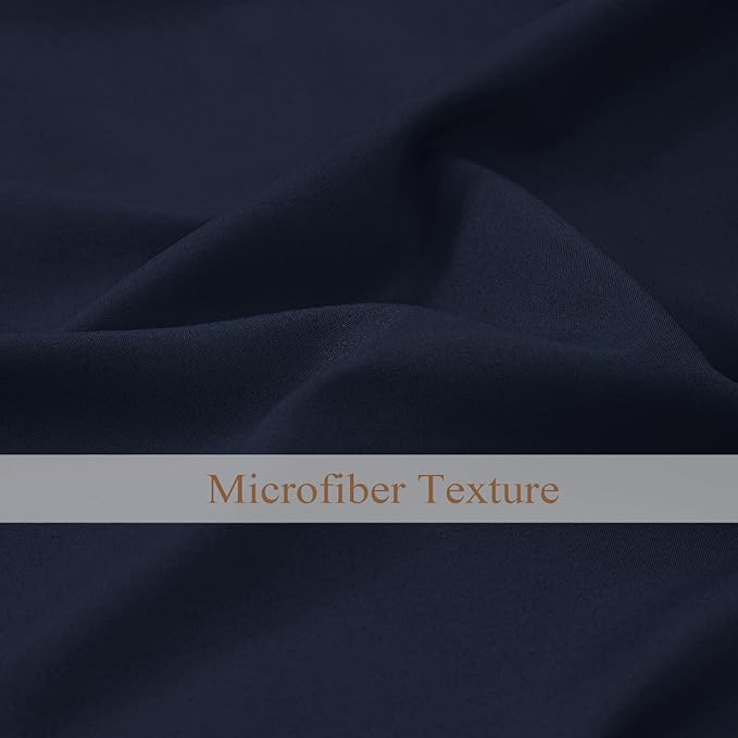 L.Z.E Dark Blue Privacy Curtains 84 Inches Long 2 Panels Set, Light Filtering Curtains for Living Room Bedroom Doorway Divider, Navy Blue Non-See-Through Semi Sheer Window Panels Grommet Top - Image 6