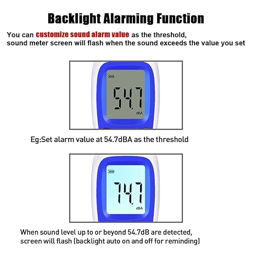Decibel Sound Meter, Hand-Held Sound Level Meter 30dB to 13dB(A), Noise Meter Monitor with Backlight Alert, Noise Level Meter Tool for Home Office Job-site - Image 3