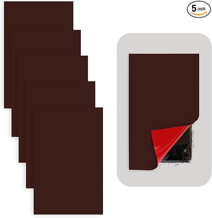Rubber Bond Self-Adhesive Rubber Wall Outlet Cover Plate 5 Pack - Easy to Apply Peel & Stick Drywall Hole Patch - 5x3 Inch Screwless Blank Wall Plate Cover - Premium Hole Cover (Dark Brown, 5x3 Inch) by RubberBond