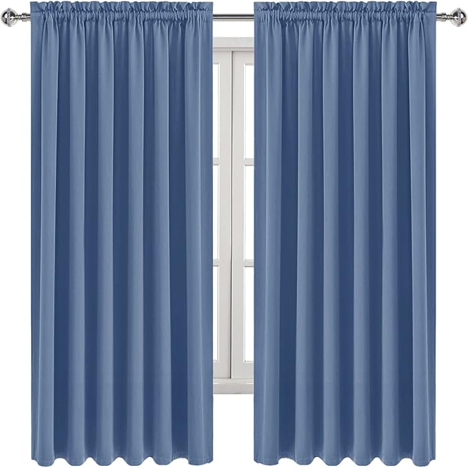 DWCN Blackout Curtains for Living Room Thermal Insulated, Energy Saving & Noise Reducing Bedroom Curtains, Dusty Blue, W 70x L 63 Inch, Set of 2 Rod Pocket Curtain Panels - Image 9