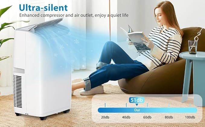 14000Btu Portable Air Conditioner Cools up to 750 Sq.Ft, 3-in-1 Quiet Portable AC Unit with Remote Control & Installation Kits for Large Room, 3 Speed, Auto Swing, 24H Timer - Image 3