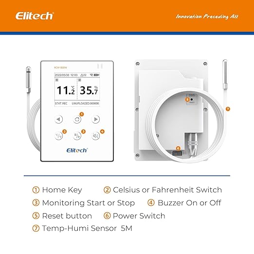 Elitech WiFi Digital Temperature Humidity Data Logger, 2.4GHz/5GHz WiFi Remote Real-Time Monitor with External Probes, Cloud Storage, App and Email Alerts, 16.4ft, RCW-800W-THE-5Pack, -40°F to 176°F - Image 7