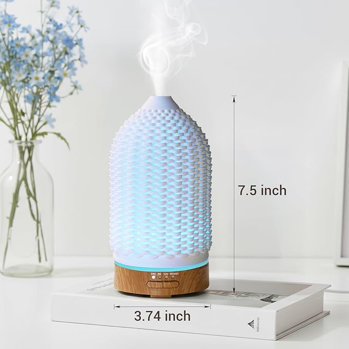 Ultrasonic Essential Oil Diffuser 100ML - Cool Mist Humidifier, 7-Color LED Lights, 3 Timer & Auto Shut-Off, Ideal Gift for Home Bedroom Office (Cream) - Image 5