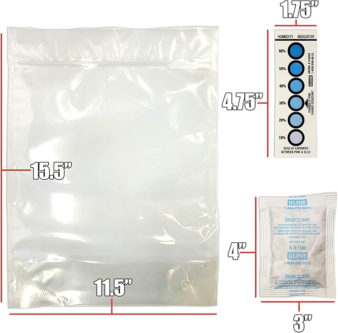 3D Printer Filament Storage Kit 10 Pack. Includes: 10 Boxes,10 Resealable 4.5 Mil Nylon/LDPE Plastic, 10 Rechargeable Clay Desiccant Packs, 10 Humidity Indicators, 30 Printable Labels by NetSellsIt - Image 5