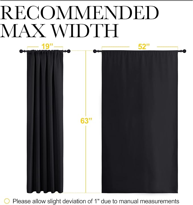 NICETOWN Black Out Window Curtains - Solid Home Decor Thermal Insulated Blackout Drapes/Draperies for Bedroom, Privacy Assured Window Treatment (2 Panels, 52 inches Wide by 63 inches Long) - Image 8