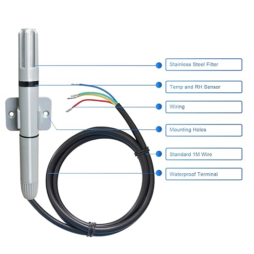 Tzone RS485 Temperature Sensor Modbus RTU Temperature and Humidity Transmitter,Industrial Temp Sensor Analog Humidity Monitor -40℃ to 125℃ High Accuracy for Heating and Cooling System,Farm,Greenhouse - Image 9
