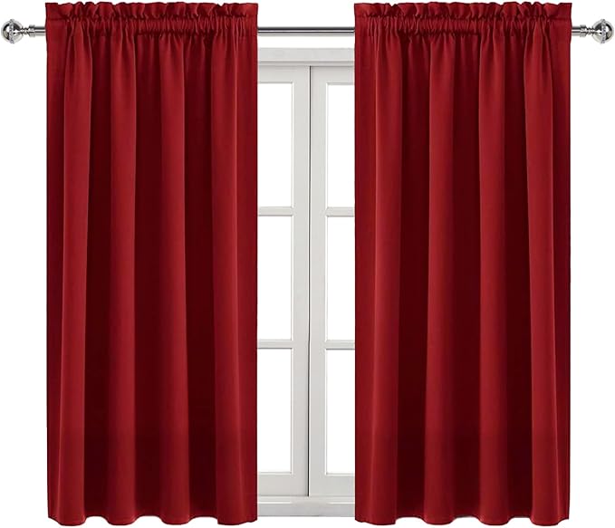 DWCN Christmas Burgundy Room Darkening Blackout Curtains - Thermal Insulated Privacy Energy Saving Window Curtain Drapes 38 x 45 inch Length, Set of 2 Bedroom Living Room Curtains - Image 9