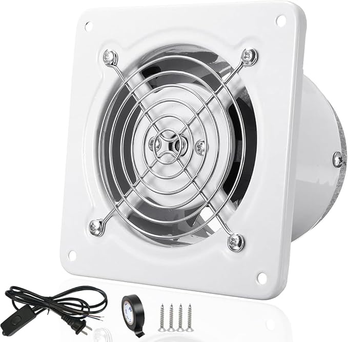 4'' Wall-Mounted Exhaust Fan, Small Bathroom Metal Iron Ventilation Fan, IPX4 118CFM Window Extractor Fan with Anti-backflow Check for Toilet, Office, Garage, Attic by ACEDUROBLA