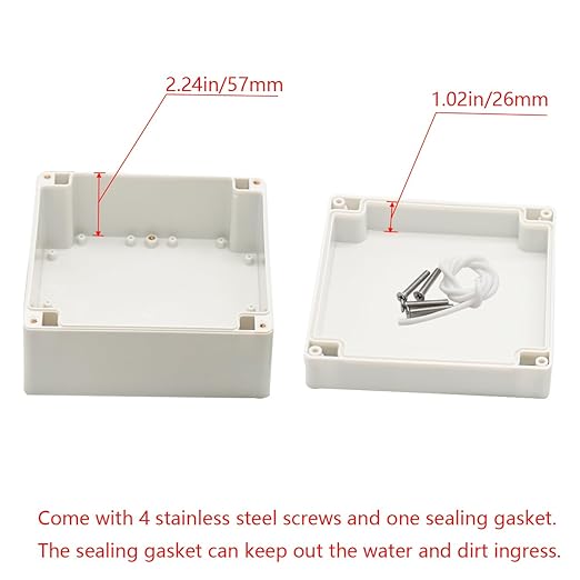 Project Box IP65 Waterproof Junction Box ABS Plastic Electrical Boxes DIY Electronic Project Case Power Enclosure White 6.30x6.30x3.54 inch (160 x 160 x90 mm) - Image 4
