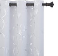 BUHUA Greyish White Room Darkening Curtains 84 Inches Long Striped Wave Vine Design Blackout Curtains for Living Room Window 38Wx84L 2 Drapes by BUHUA