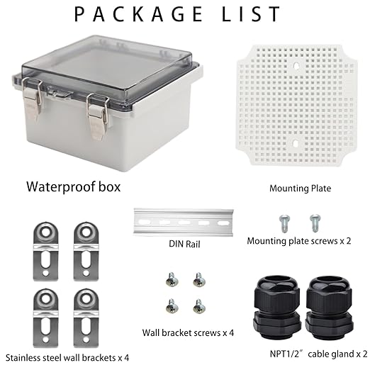 Outdoor Waterproof Electrical Box Junction Box Weatherproof IP67 ABS Plastic Enclosure Switch Router Project Box Electronics Enclosure with Mounting Plate Wall Bracket Clear 5.9"x5.9"x3.5" - Image 4