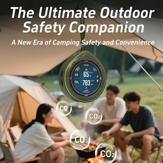 Protmex 5 in 1 Wireless Touchscreen Portable Multifunctional Carbon Monoxide CO2 Detectors Air Quality Meter Temperature Humidity Meter UV Radiation Flashlight with App - Image 3
