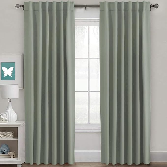 H.VERSAILTEX Blackout Curtains Thermal Insulated Window Treatment Panels Room Darkening Blackout Drapes for Living Room Back Tab/Rod Pocket Bedroom Draperies (2 Panels, Sea Grass, 52 x 96 Inch) by HVERSAILTEX