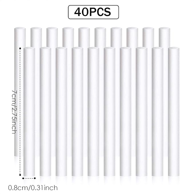 40 Pieces Humidifier Filter Cotton Refill Travel Mini Humidifier Filters Sticks Car Filters Replacement Parts for Portable Personal USB Powered Smart H20 in Office Bedroom(2.75 Inch) - Image 3