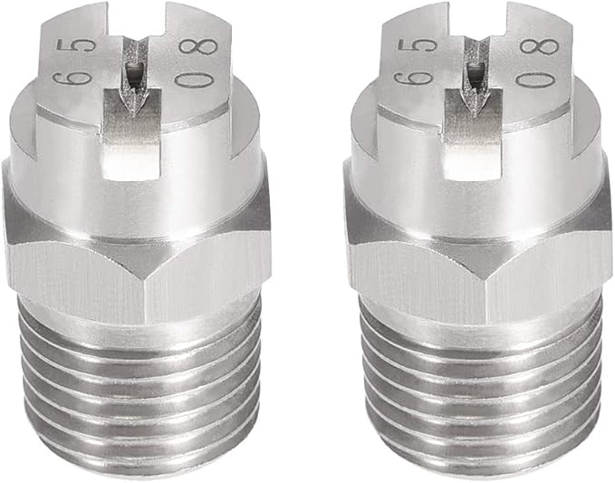 uxcell Flat Fan Spray Tip - 1/4BSPT Male Thread 304 Stainless Steel Nozzle - 65 Degree 1.8mm Orifice Diameter - 2 Pcs by uxcell