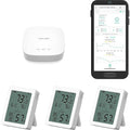 YoLink Indoor Thermometer Hygrometer 3-Pack YS8023 with LCD Comfort Display, Magnetic Mount for Kitchen Use, Max/Min Tracking, LoRa, 5-Year Battery, Alexa/IFTTT, Hub Included by YoLink