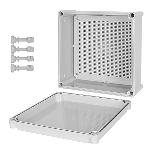 Junction Box，11"x 11"x 5.1" Outdoor Electrical Box with Mounting Plate, IP67 Dustproof Waterproof ABS Plastic Project Box, DIY Electrical Enclosure Gray (280x 280x 130 mm) by HoHaing