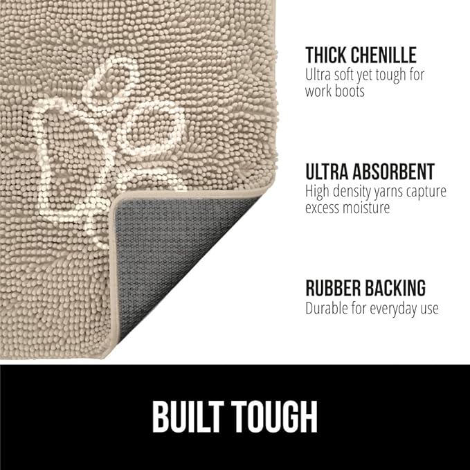 GORILLA GRIP SOAKSTOPPER Dog Door Mat, 48x30 Machine Washable Rug Absorbent Doormat Captures Moisture Mud Dirt, Quick Dry Soft Chenille Entryway Rugs Indoor Entrance Mats for Dog Paws, Beige Ivory - Image 3