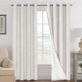 H.VERSAILTEX Linen Curtains 100% Blackout Curtains for Bedroom 102 inch Long Full Light Blocking Nature Linen Blended Window Curtains for Living Room Nickel Grommet (2 Panels, Ivory) by HVERSAILTEX