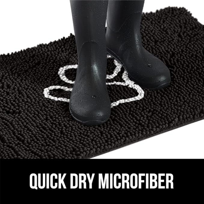 GORILLA GRIP SOAKSTOPPER Dog Door Mat, 36x24 Machine Washable Rug Absorbent Doormat Captures Moisture Mud Dirt, Quick Dry Soft Chenille Entryway Rugs Indoor Entrance Mats for Dog Paws, Black White - Image 9
