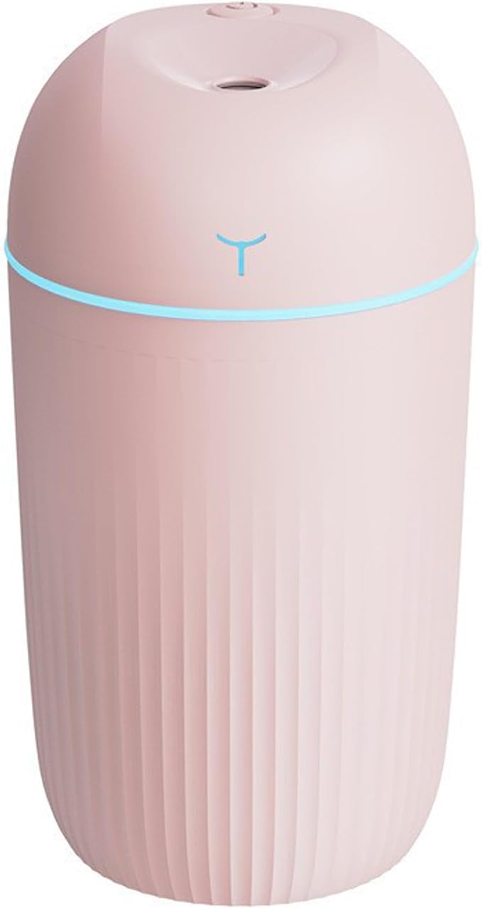 Mini USB Humidifier - Large Capacity, Ultra-Quiet 20dB, 2 Modes (Continuous/Intermittent) with Anti-Dry Burn & Night Light, Nano Mist for Room/Car/Office Desk (<10㎡) (Pink, 420ml) by Unknown