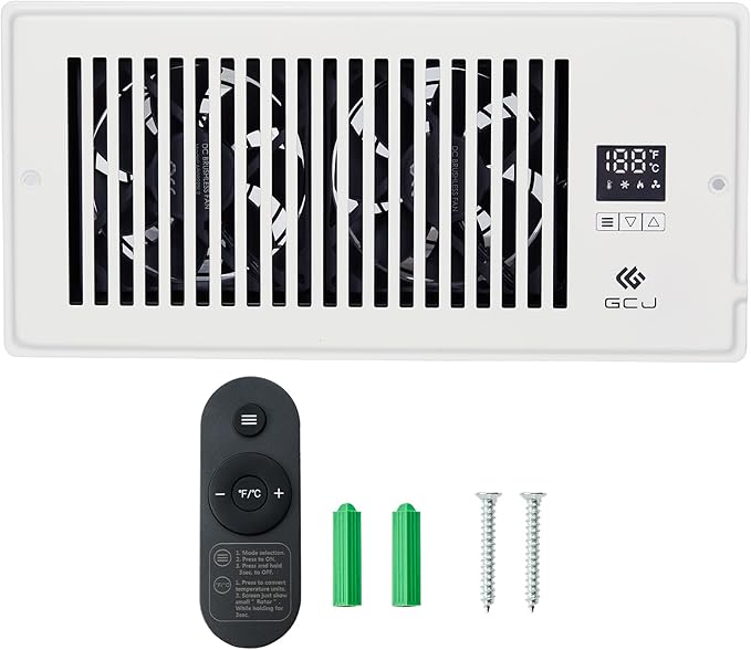 GCJ Register Booster Fan,Fits Wall and Floor 4"x 12" Register Holes,Vent Fan with Remote Control and Adjustable 10-Speed including Powered Vent,White. ﻿ by GCJ--US
