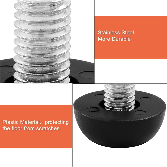 Litoexpe M8 Adjustable Furniture Leg Levelers, 8pcs Thread Screw in Furniture Leveling Feet Glides, Outdoor Patio Furniture Legs for Table, Chair, Desk, Cabinet - Image 3