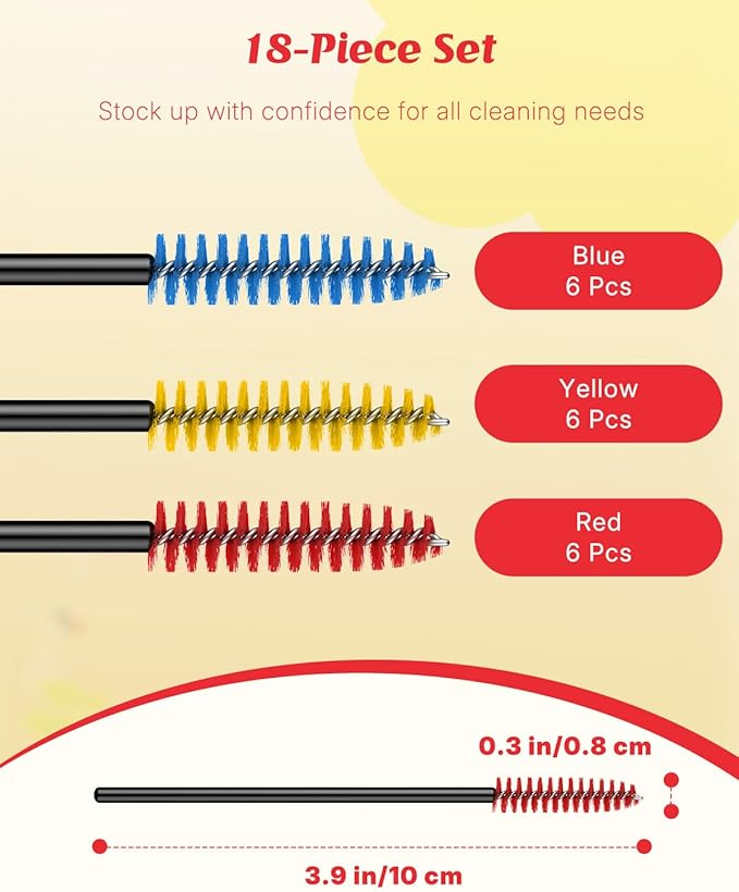 Pawfly 18 Pcs Hummingbird Feeder Cleaning Brushes, Mini Nylon Hummingbird Feeder Brushes for Cleaning, Tiny Brushes for Cleaning Small Parts, Small Cleaner Brushes, Hummingbird Feeder Parts, 3 Colors - Image 2