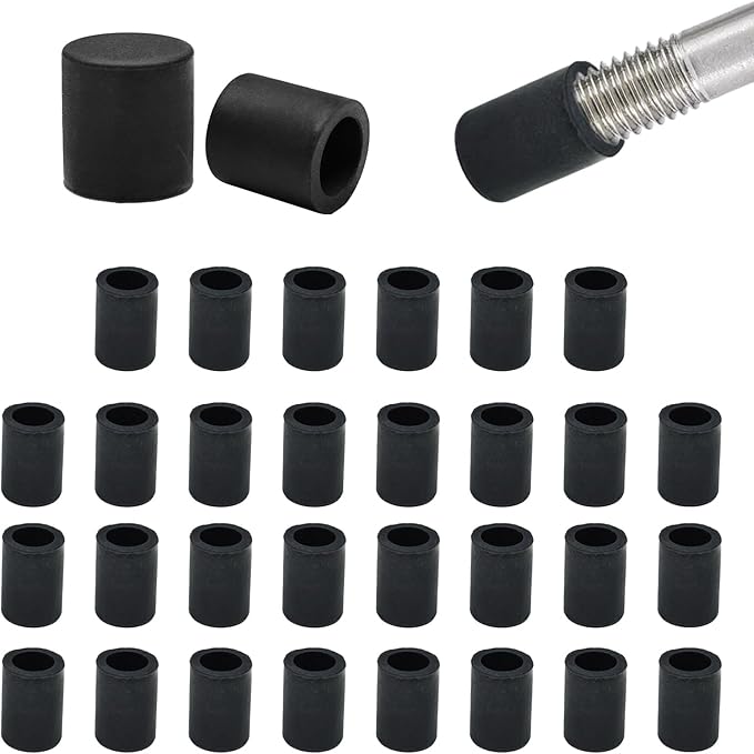 5/32" (3.7mm) Silicone Chair Leg Floor Protectors, Rubber Chair Leg Caps, Non-Slip Furniture Pads Round Chair Feet Covers End Caps for Hardwood Floors, Patio & Table Foots, Black (30PCS) by EASYEAH