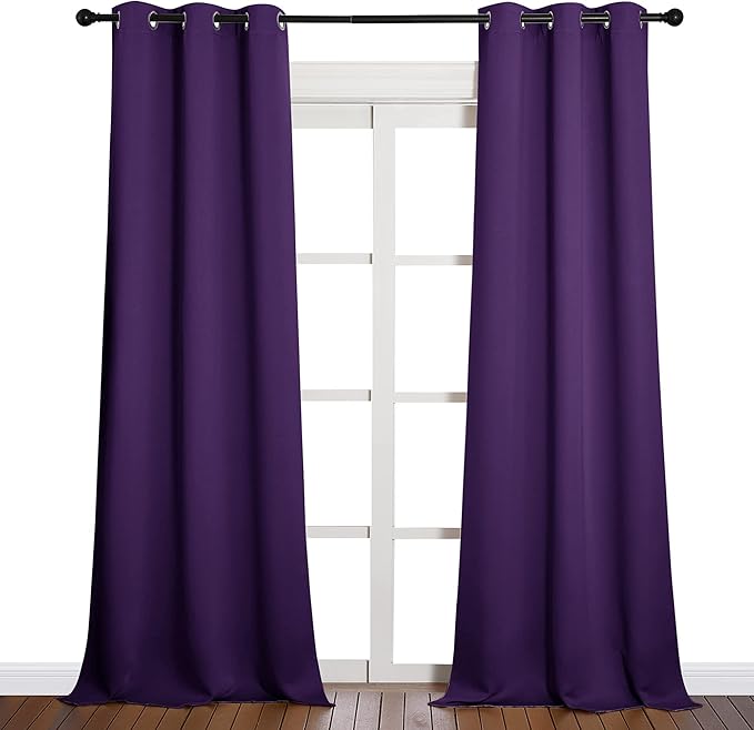 NICETOWN Thick Blackout Curtain and Drapes - Thermal Insulated Grommet Top Window Draperies for Bedroom, Block Out Light Curtain Panel (Royal Purple, 42 x 90, Pack of 2) by NICETOWN