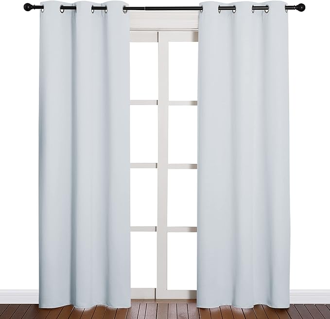 NICETOWN Easy Care Solid Thermal Insulated Grommet Room Darkening Curtains/Drapes for Bedroom (2 Panels, 42 by 84, Light Grey-Greyish White) by NICETOWN