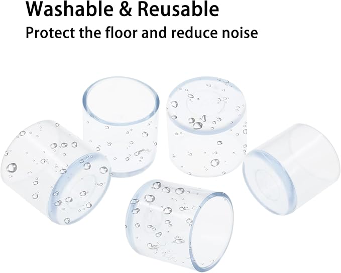 Round Chair Leg Caps,PVC Furniture Feet Covers,TTZEZE Transparent Round Floor Protectors,Clear Table Feet Covers Preventing Plastic Chair Leg Covers Scratches and Noise 25mm/0.98'', 24 - Image 5