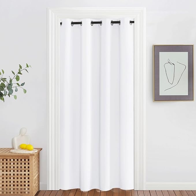 NICETOWN White Room Darkening Curtain 78 inch Length for Doorway - Grommet Privacy Door Curtain Sound Reducing Thermal Window Treatment for Living Room/Bedroom (1 Panel, W52 x L78) by NICETOWN