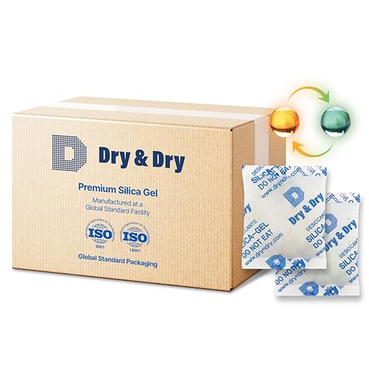 Dry & Dry 50 Gram [400 Packs] Orange Indicating(Orange to Dark Green) Mixed Silica Gel Packets - Food Safe Rechargeable Silica Packets Desiccants Silica Gel Packs Silica Gel Packets by DryDry