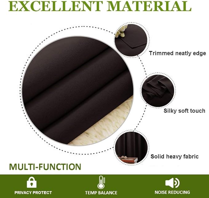 NICETOWN Thermal Insulated Blackout Curtain and Drapery Triple Weave Soundproof Solid Ring Top Window Drape for Bedroom (Sold Individually, 42 inches by 72 inch, Toffee Brown) - Image 4
