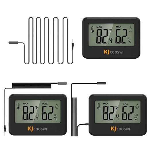 3PCS Mini Digital Hygrometer and Thermometer Reptile Thermometer with Extend Probe (Only Temperature) Indoor Temp and Humidity Meter with Magnet by KJCOOSWI