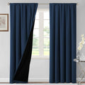 H.VERSAILTEX 100% Blackout Curtains for Bedroom Thermal Insulated Blackout Curtains for Living Room 84 Inches Long Rod Pocket Curtains with Black Liner 2 Panels Set, Navy by HVERSAILTEX