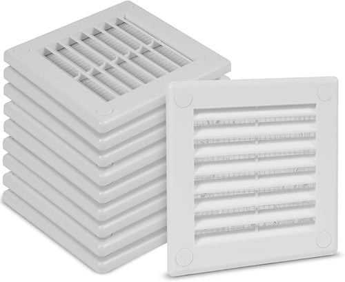10-Pack 4" x 4" (Outer Size) Square Air Vent Cover – White Plastic Vent Deflector - Screen Mesh, Surface Mount Wall Ceiling – Cold Air Return Soffit Air Vent Cover - Register Indoor Outdoor by Unknown