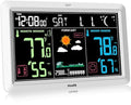 Weather Station with Atomic Clock Indoor Outdoor Thermometer Wireless, Humidity and Temperature Monitor Barometer Hygrometer with High Precision Sensor White by Hodik