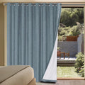 H.VERSAILTEX Linen Blackout Curtains Durable Thick Textured Linen Look 100% Blackout Patio Door Curtain Anti Rust Grommet Extra Wide Sliding Door Curtain Panel, W100 x L96 inch - Stone Blue by HVERSAILTEX